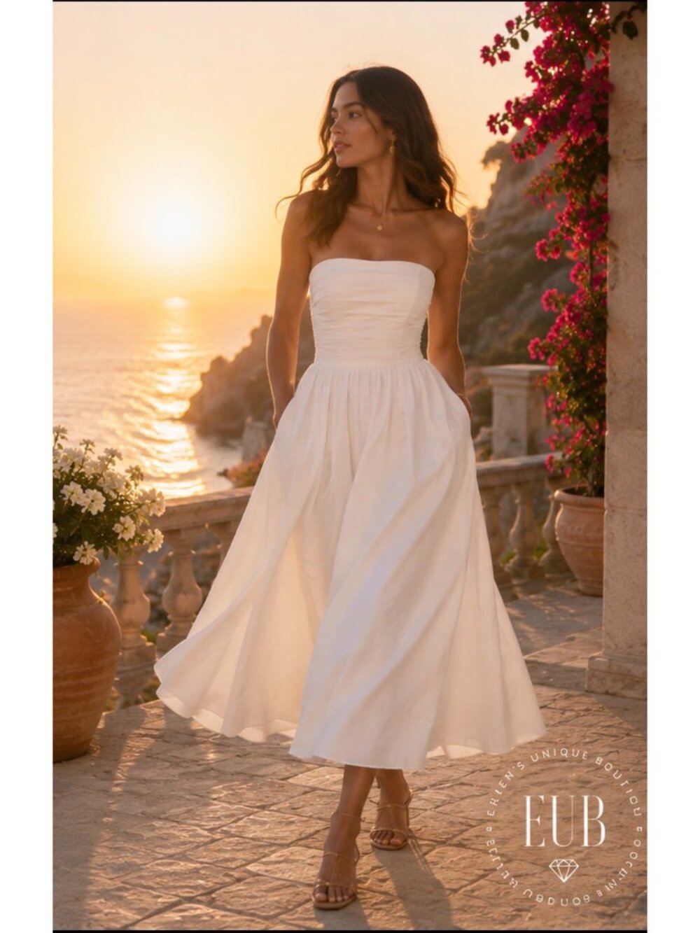 Reformation Lissa Convertible Organic Cotton Midi Dress Ivory NWT Size 8 - Picture 7 of 16